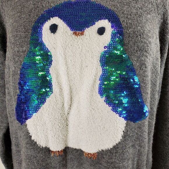 Lauren Conrad gray sweater with sequined penguin - Picture 8 of 8